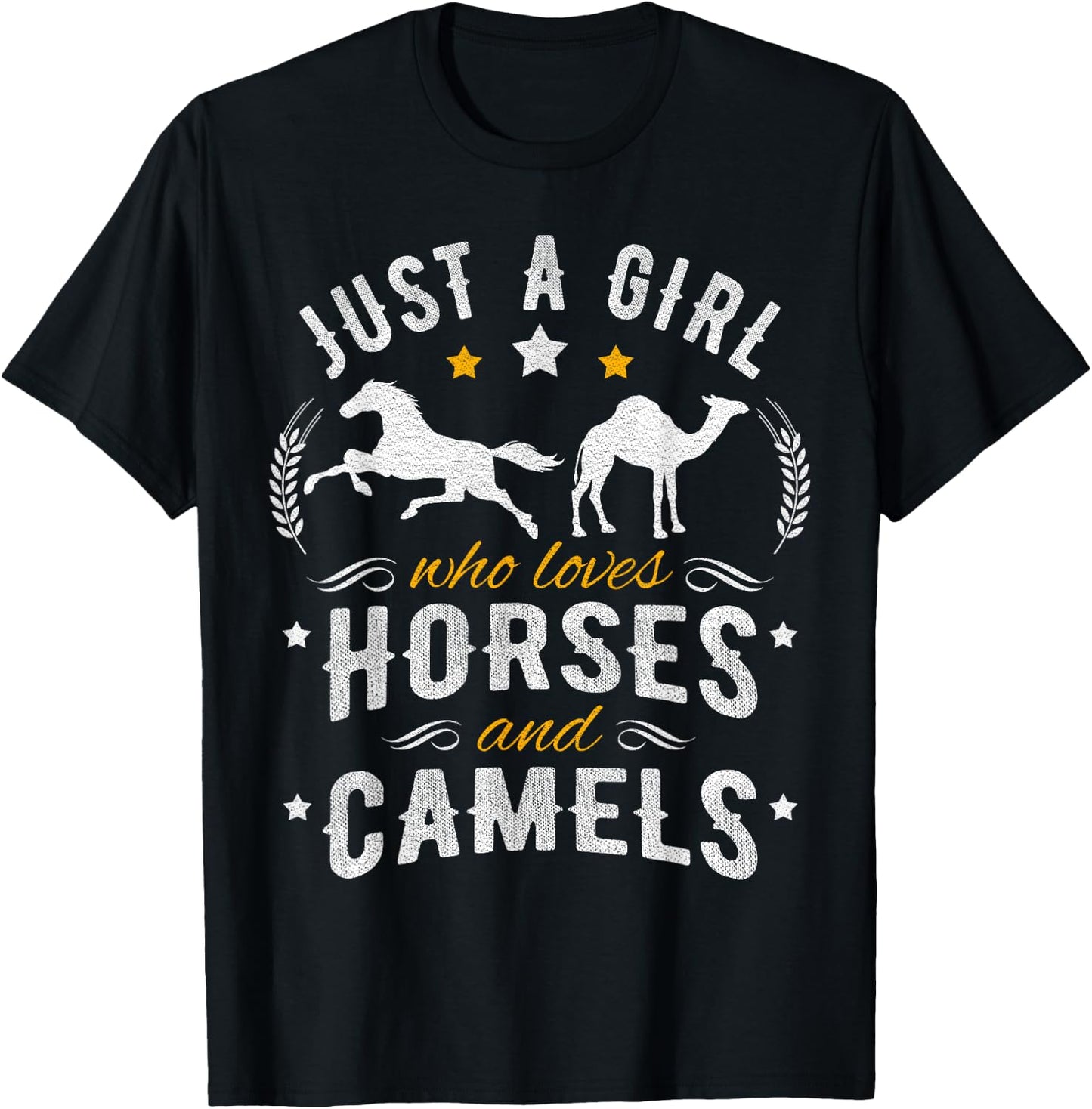 Horse and Camel Lover Just A Girl Gift T-Shirt - T-Shirt | Black