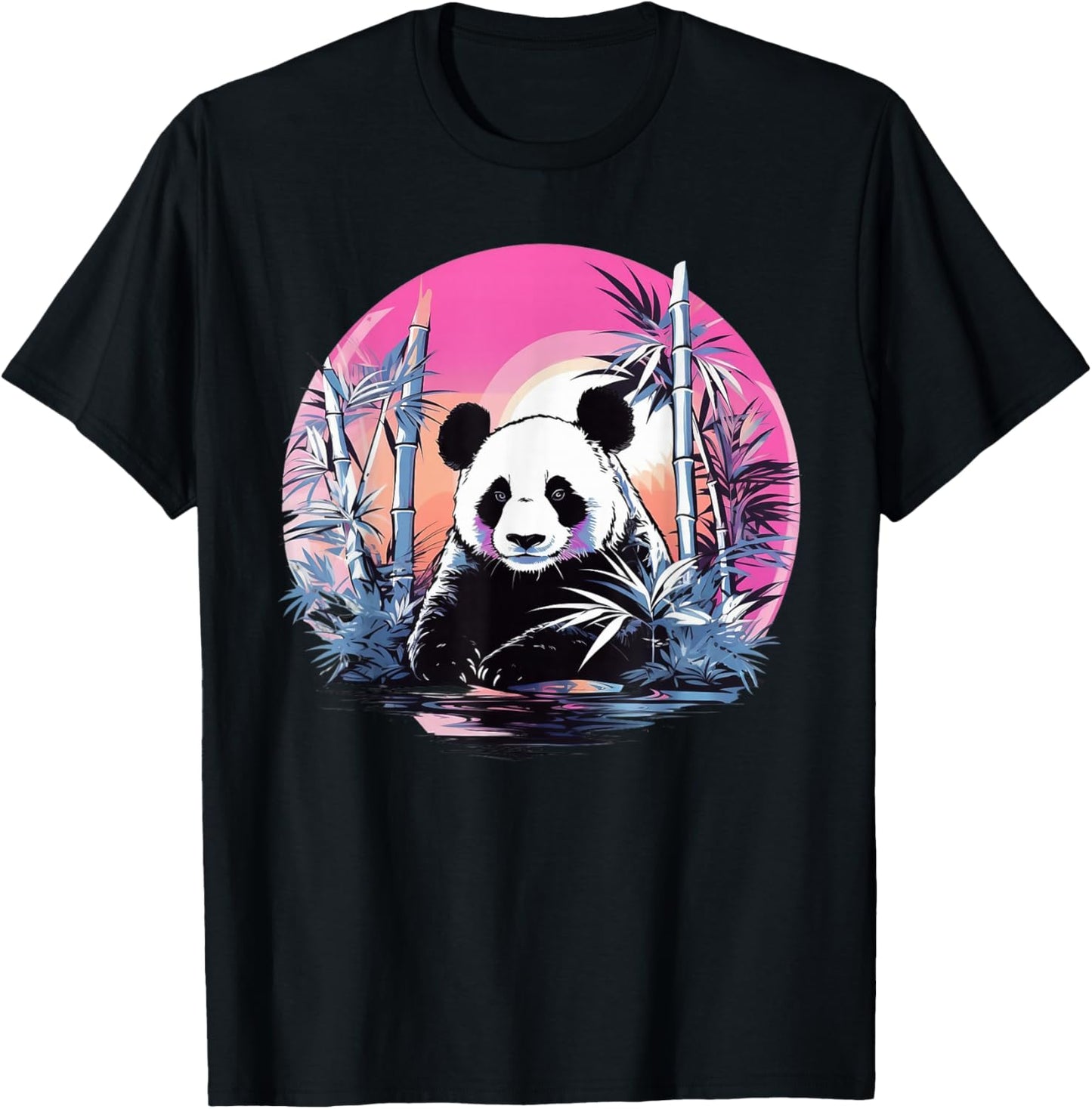 Vaporwave Panda Bear I Aesthetic Panda T-Shirt - T-Shirt | Black