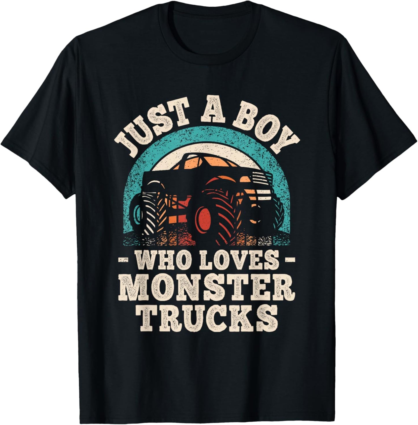 Just A Boy Who Loves Monster Trucks Funny Monster Truck T-Shirt - T-Shirt | Black