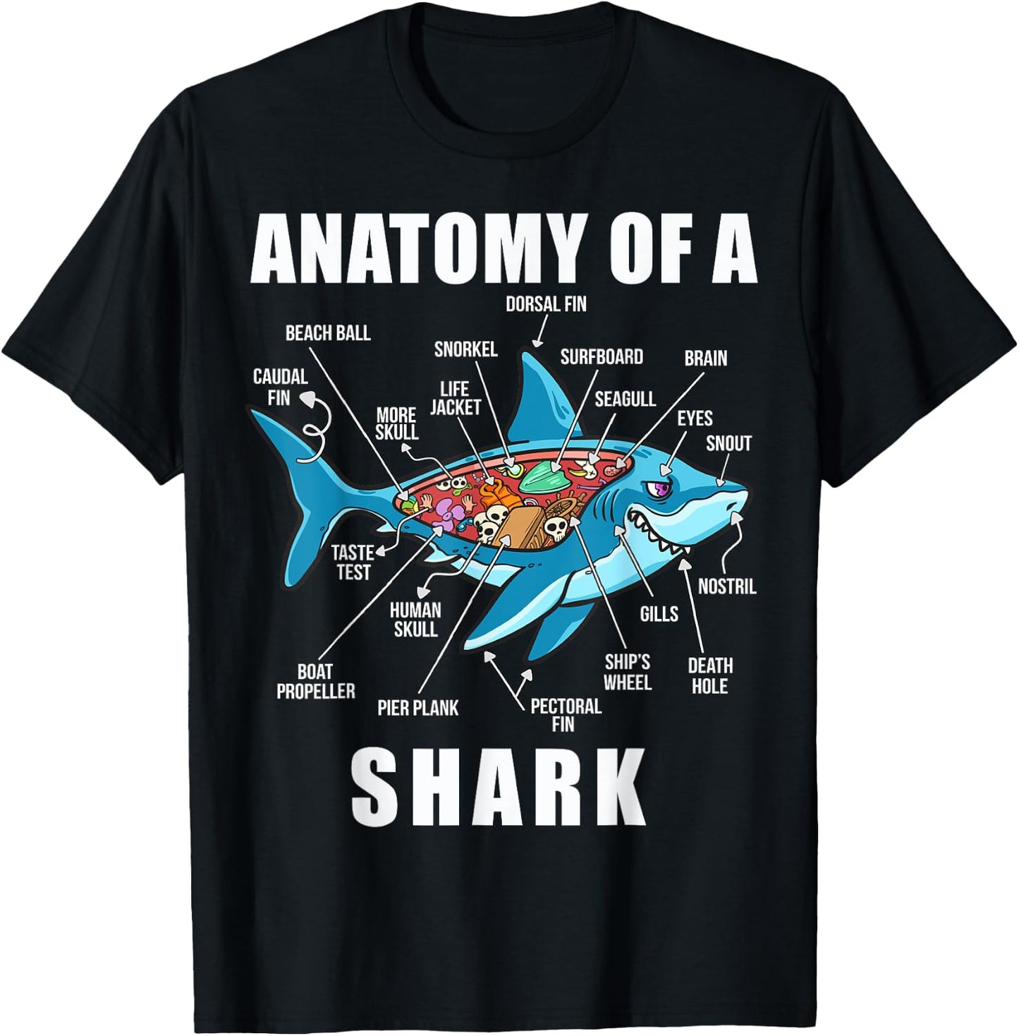 Anatomy Of A Shark Funny Marine Biology for Sharks Lovers T-Shirt - T-Shirt | Black