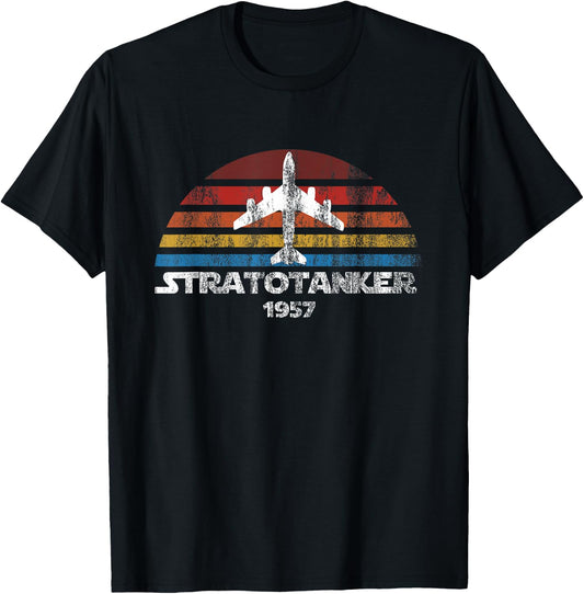 KC-135 Stratotanker Multi Color Vintage Sunset Air Refueling T-Shirt - T-Shirt | Black