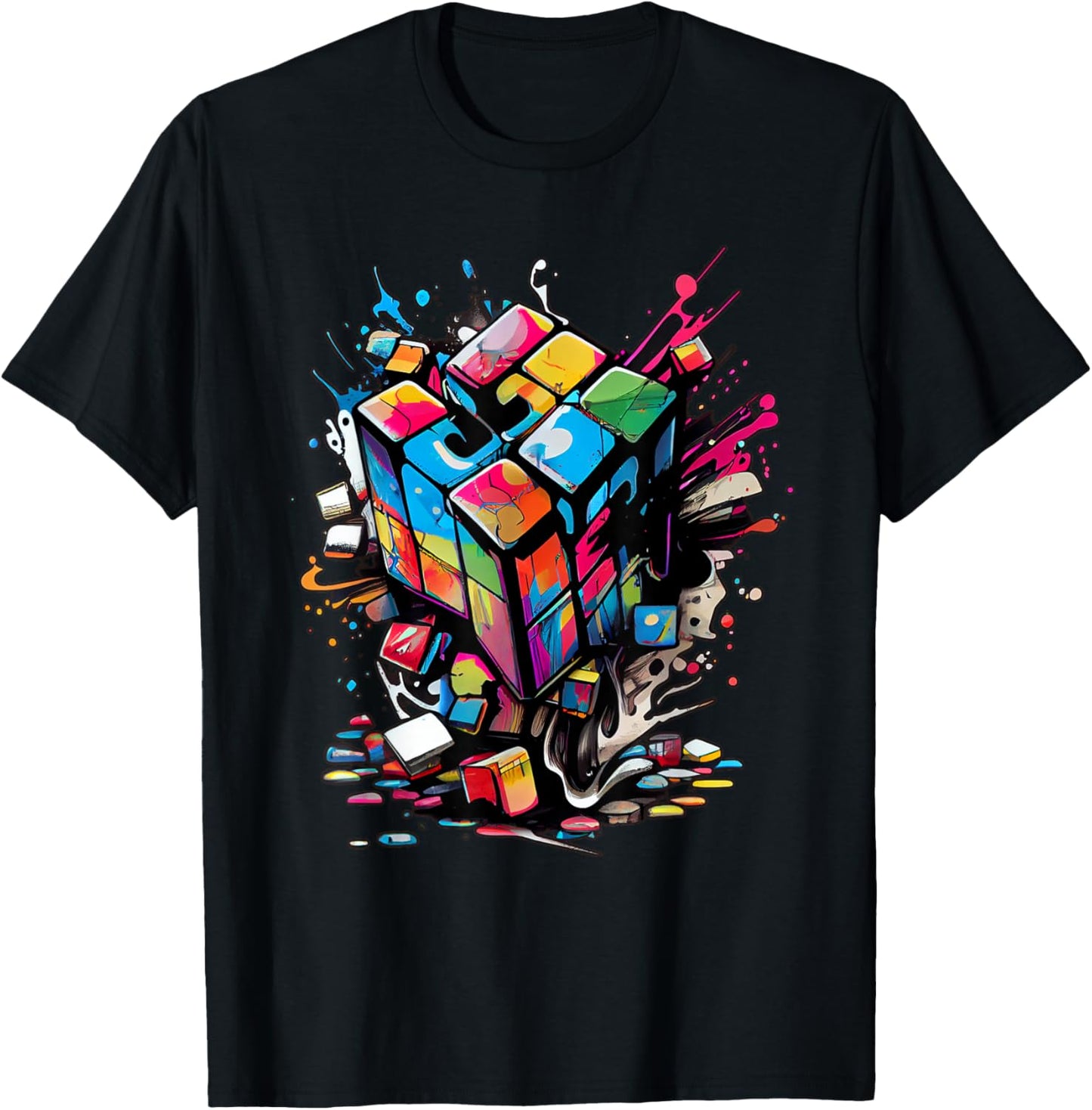 Puzzle Cube Exploding Speed Cubing 80's Youth Vintage Math T-Shirt - T-Shirt | Black
