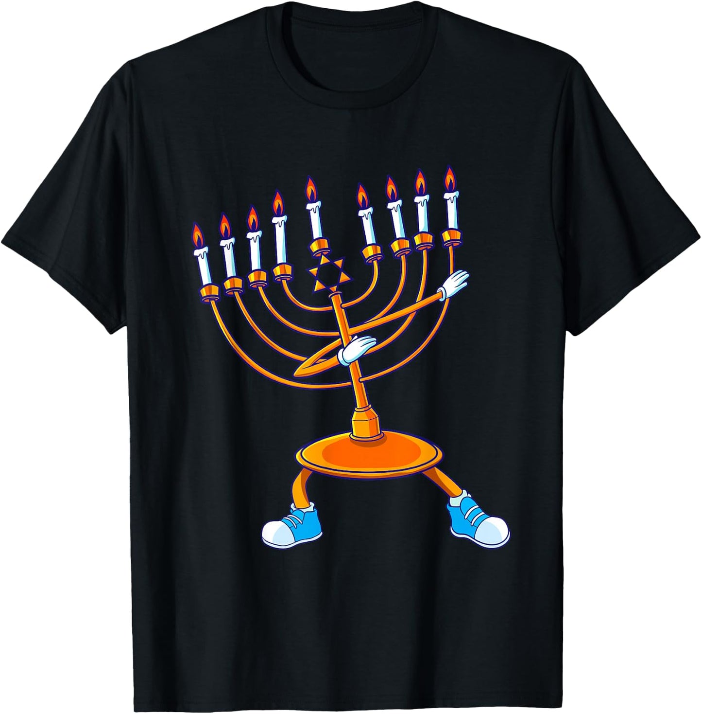 Dabbing Menorah Hanukkah Dancing Chanukah Kids Girls Boys T-Shirt - T-Shirt | Black