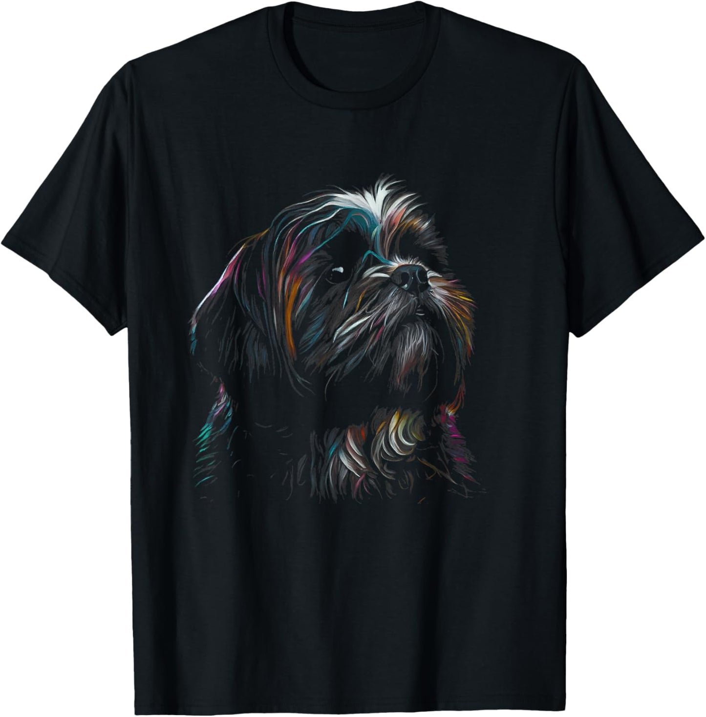 Colorful Splash Shih Tzu Art Animal Breeder Dog Trainer Men Women Kids T-Shirt - T-Shirt | Black