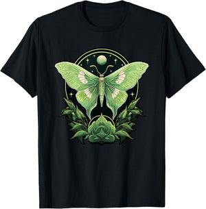 Luna Moth Insect Lover Witchy Aesthetic Moon Fairycore T-Shirt - T-Shirt | Black