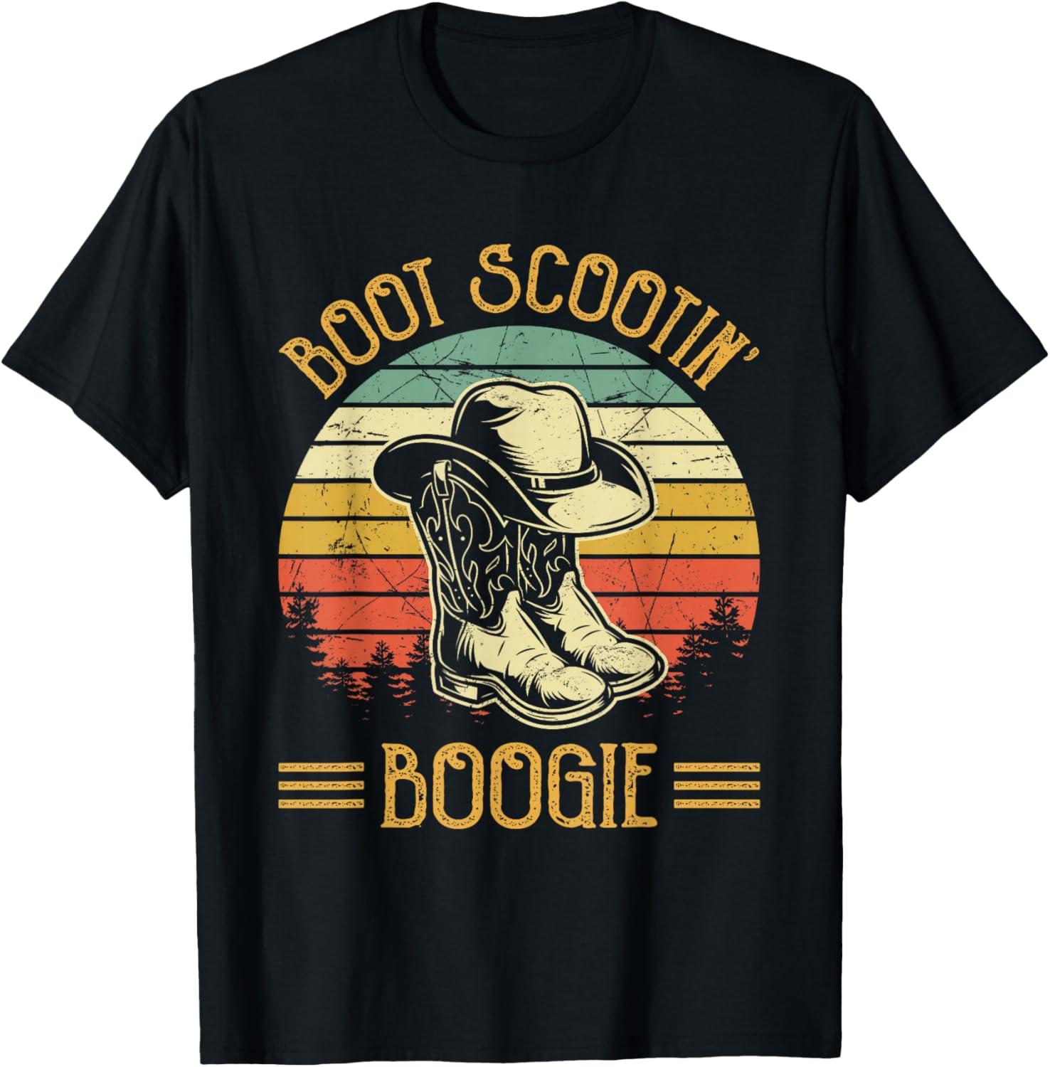 Cowboy Boots Boot Scootin’ Boogie Southern Western T-Shirt - T-Shirt | Black