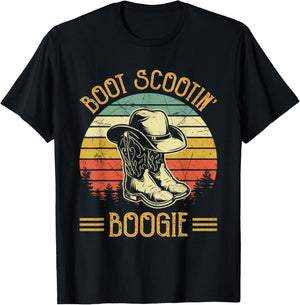Cowboy Boots Boot Scootin’ Boogie Southern Western T-Shirt - T-Shirt | Black