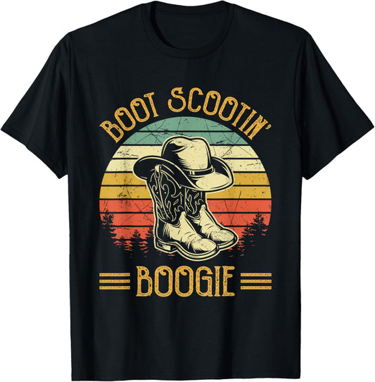 Cowboy Boots Boot Scootin’ Boogie Southern Western T-Shirt - T-Shirt | Black