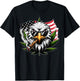 Eagle Smoking Marijuana Us Flag 4th Of July Cannabis Leaf T-Shirt - T-Shirt | Black