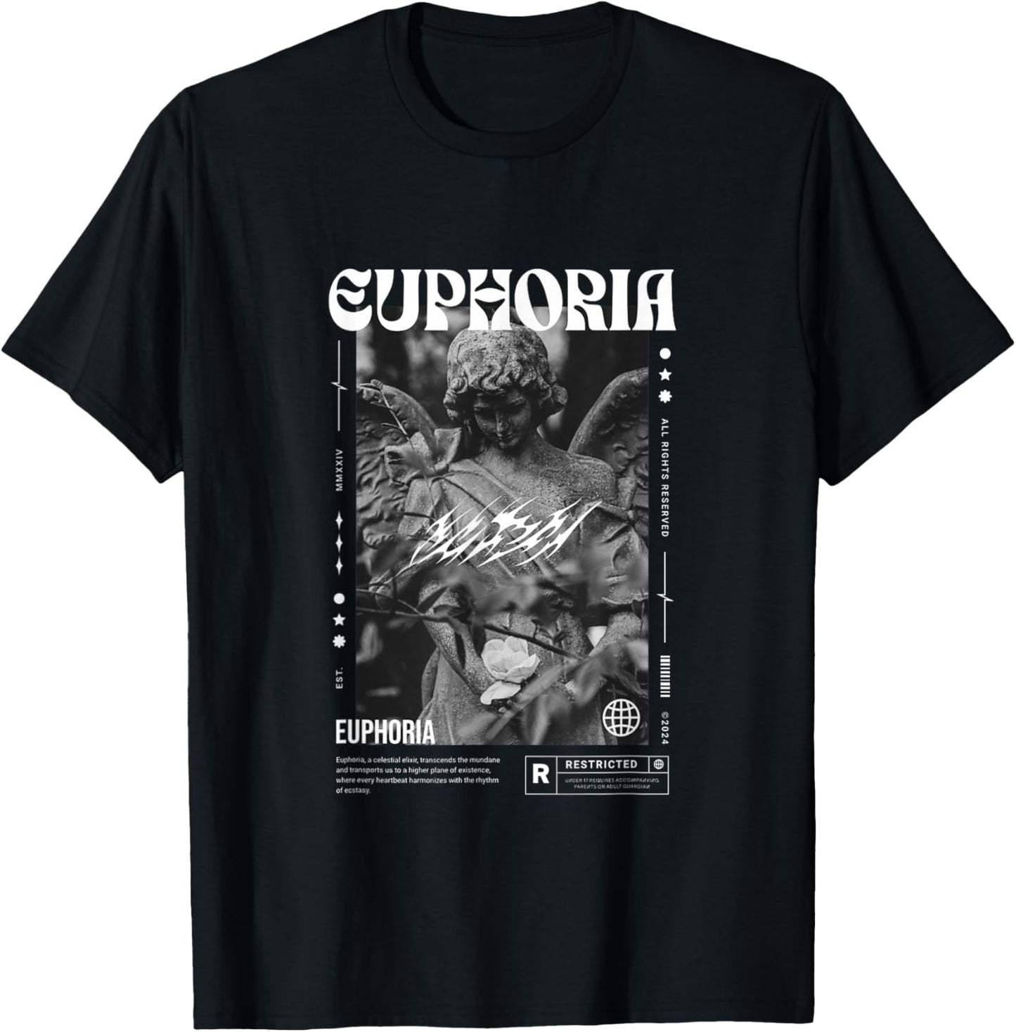 Euphoria Angel - Bold Urban Graffiti T-Shirt - T-Shirt | Black