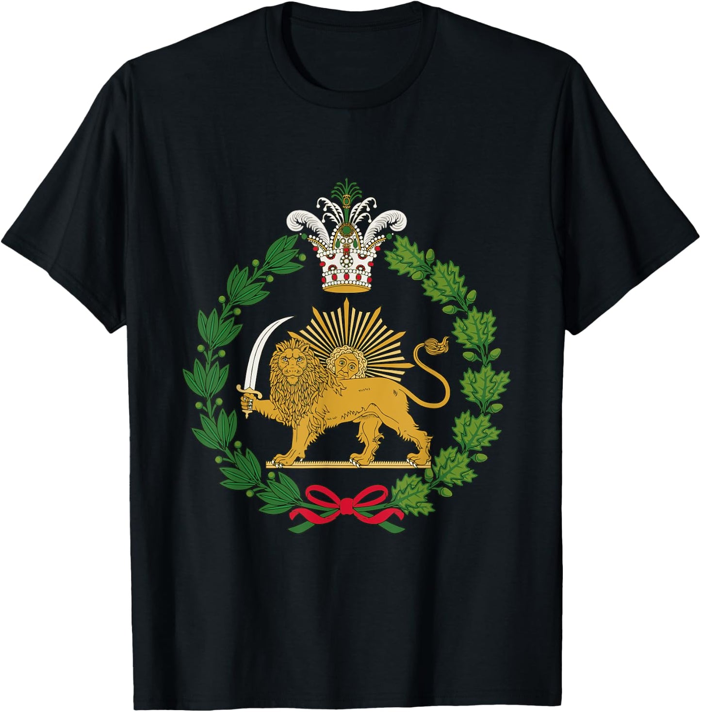 Shir o Khorshid Qajar Dynasty Imperial Emblem Persian T-Shirt - T-Shirt | Black
