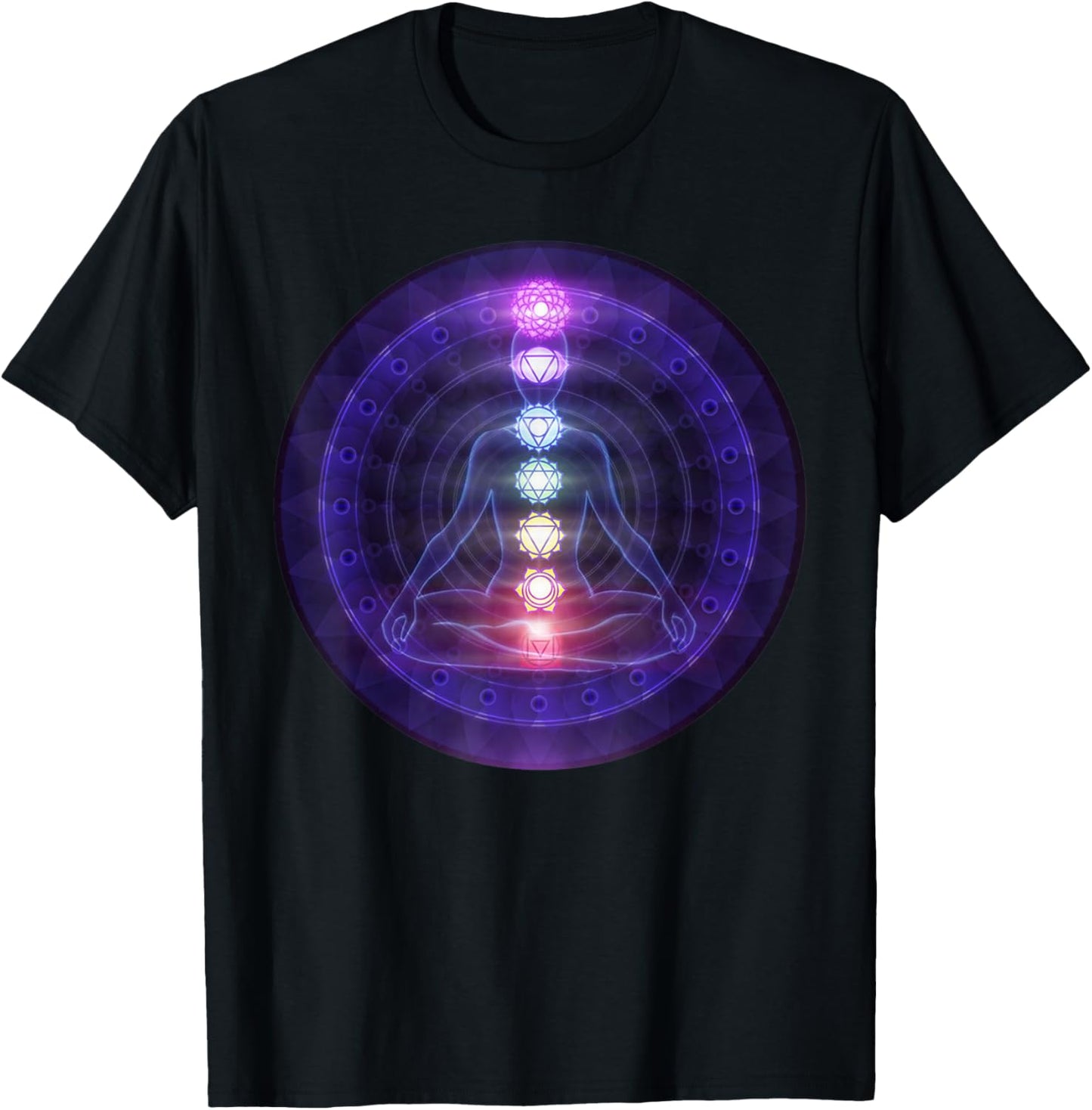 Beautiful Yoga Meditation Chakra T-Shirt - T-Shirt | Black