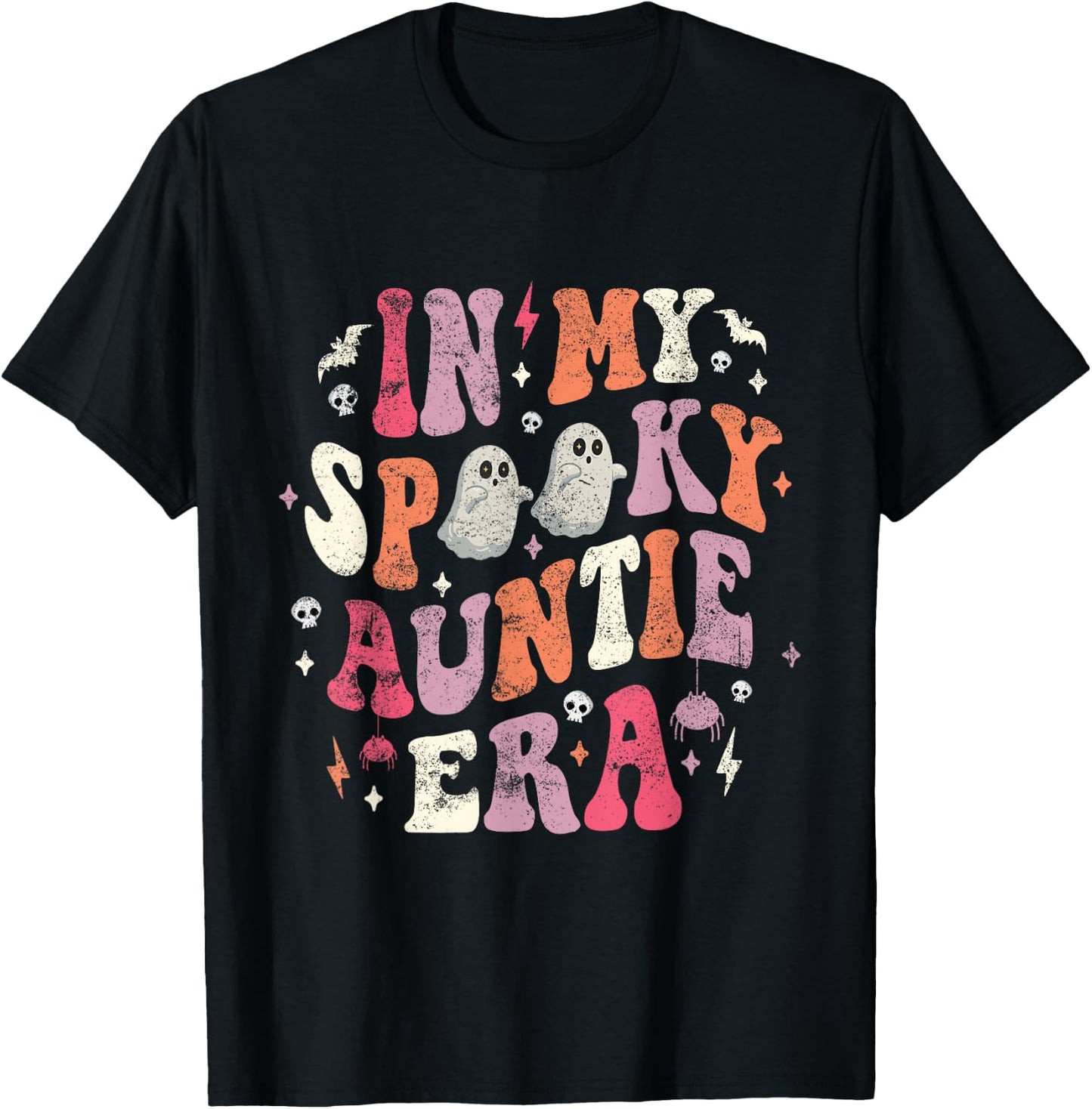 In My Spooky Auntie Era Funny Ghost Auntie Halloween T-Shirt - T-Shirt | Black