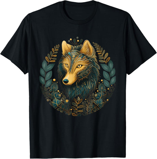 Cottagecore Aesthetic Wolf, Men, Women T-Shirt - T-Shirt | Black