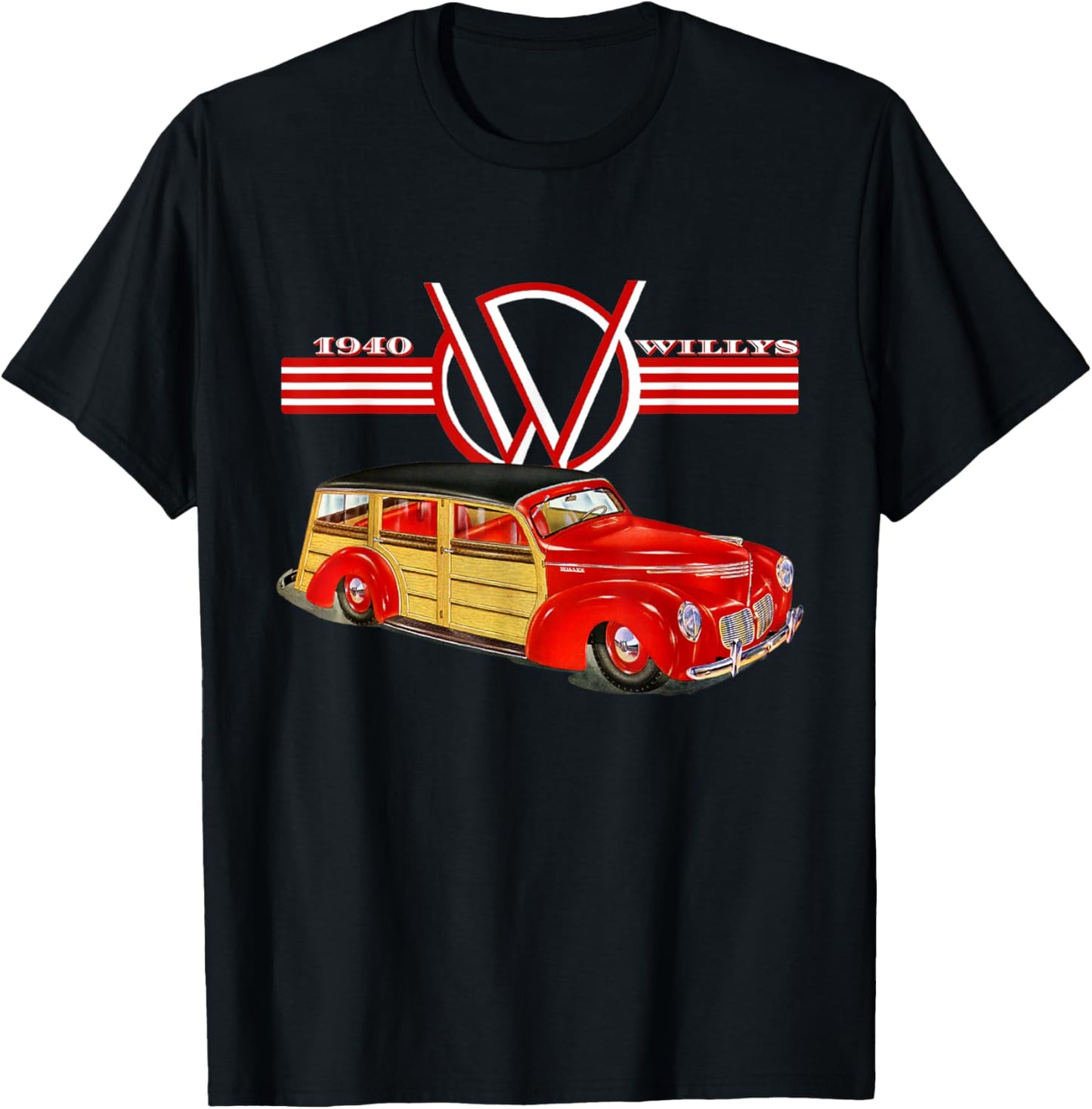 1940 Willys Hot Rod Woody Station Wagon Deluxe Model T-Shirt - T-Shirt | Black
