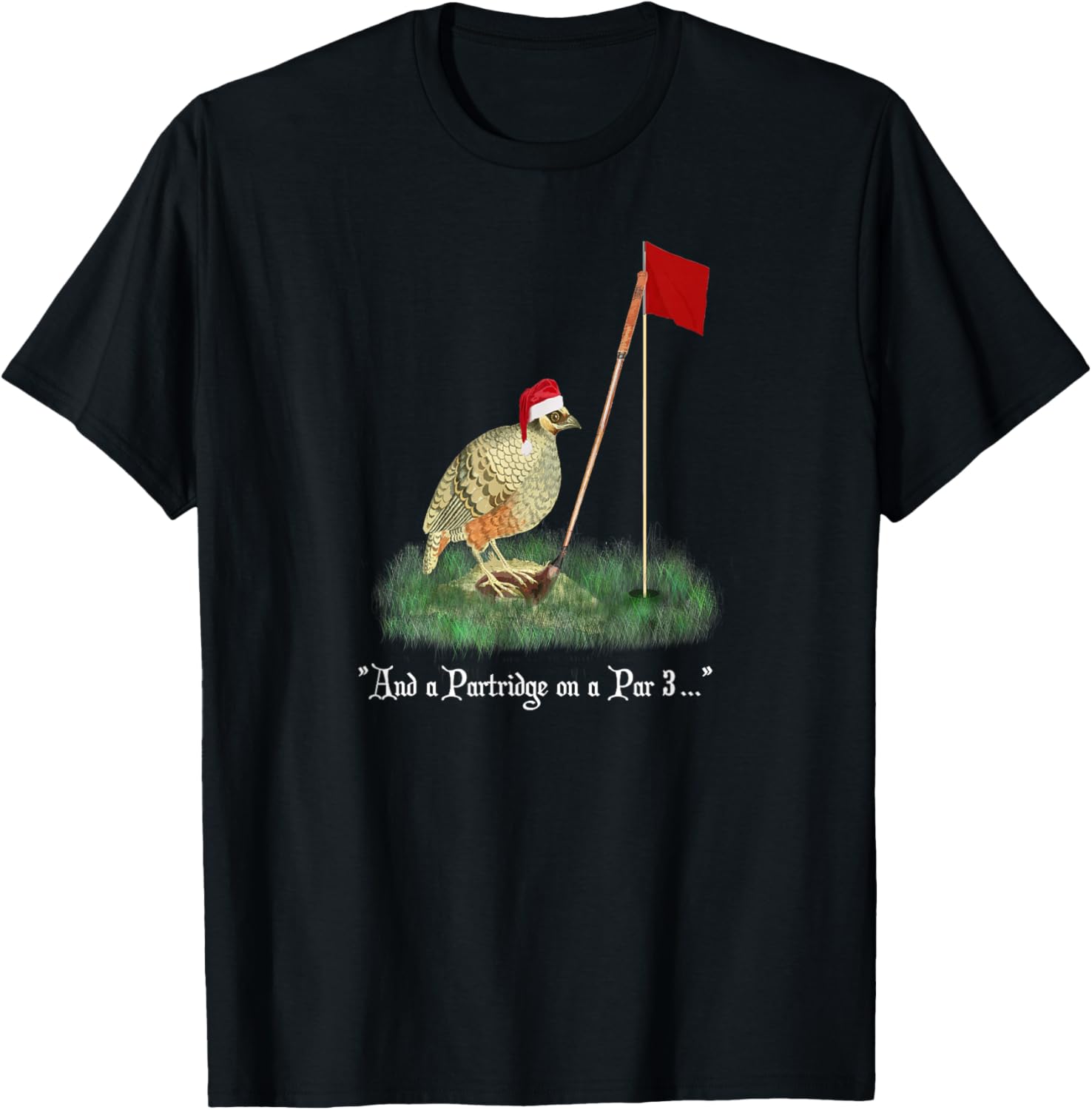 Funny Golf Lovers Partridge On A Par 3 Christmas Song Parody T-Shirt - T-Shirt | Black