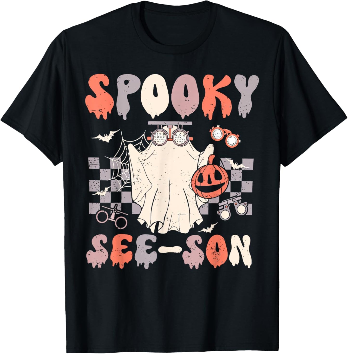 Retro Spooky See-son Optometrist Optometry Ghost Halloween T-Shirt - T-Shirt | Black