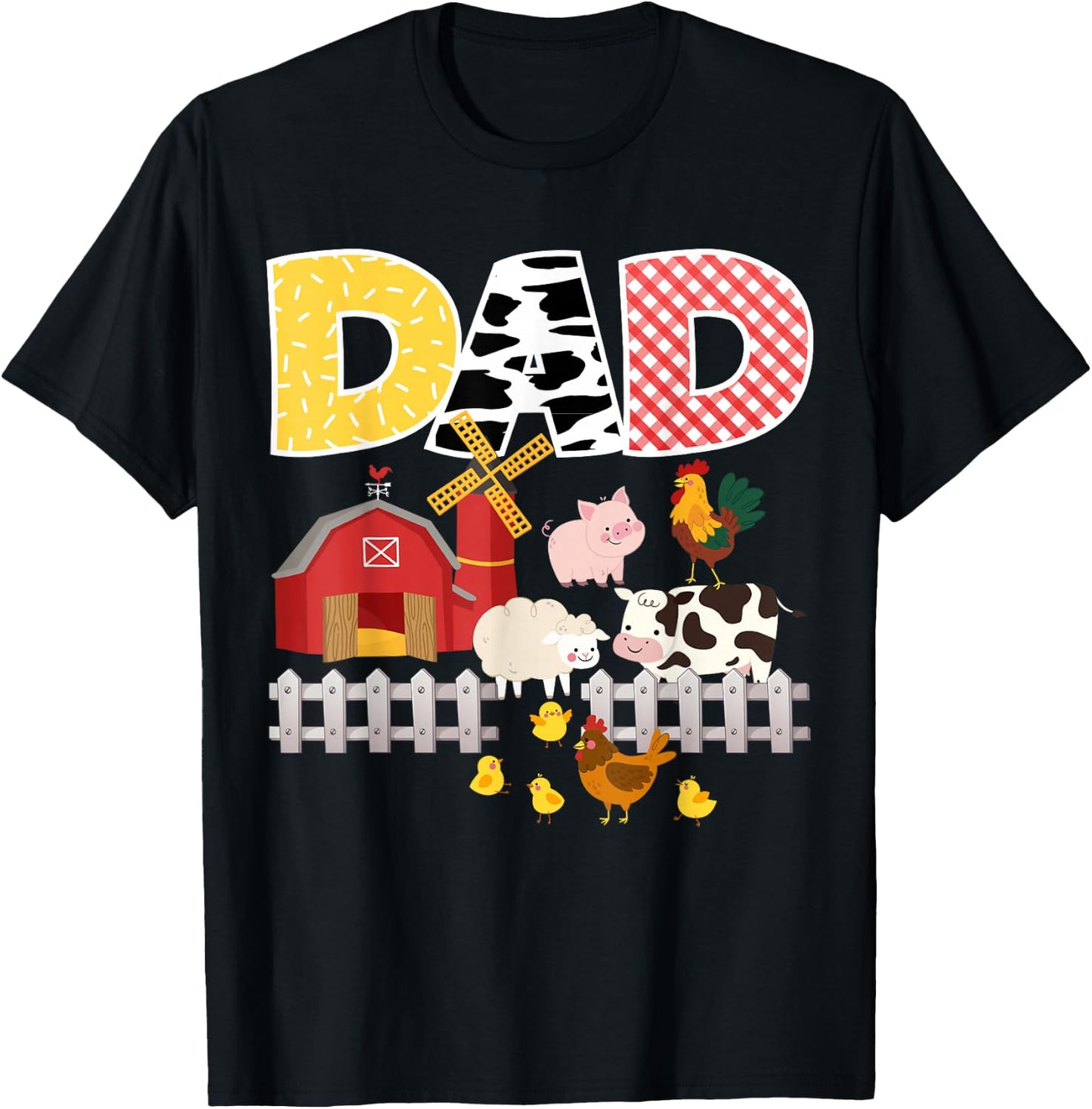 Dad Birthday Boy Farm Animal Farming Farmer Family B-Day T-Shirt - T-Shirt | Black