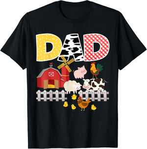 Dad Birthday Boy Farm Animal Farming Farmer Family B-Day T-Shirt - T-Shirt | Black