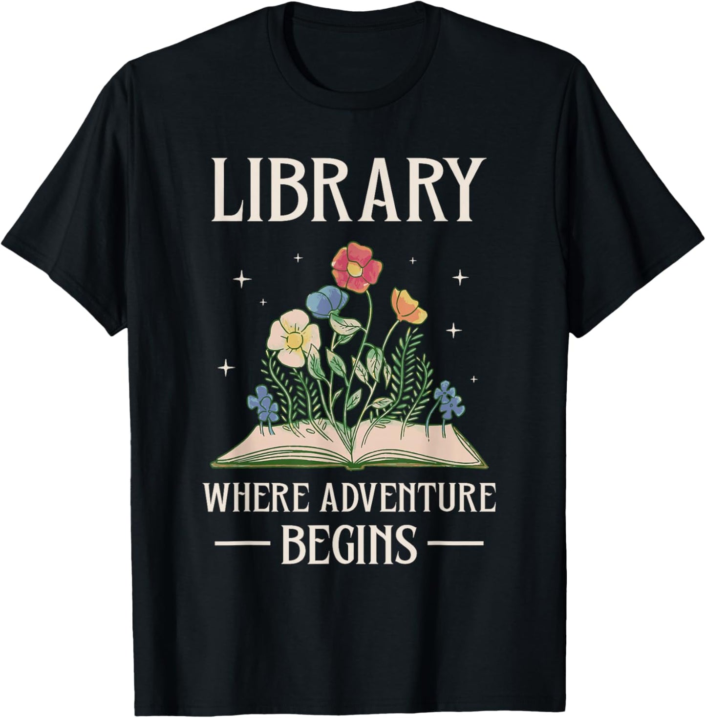 Bibliothek Wo Das Abenteuer Beginnt Librarian Books T-Shirt - T-Shirt | Black