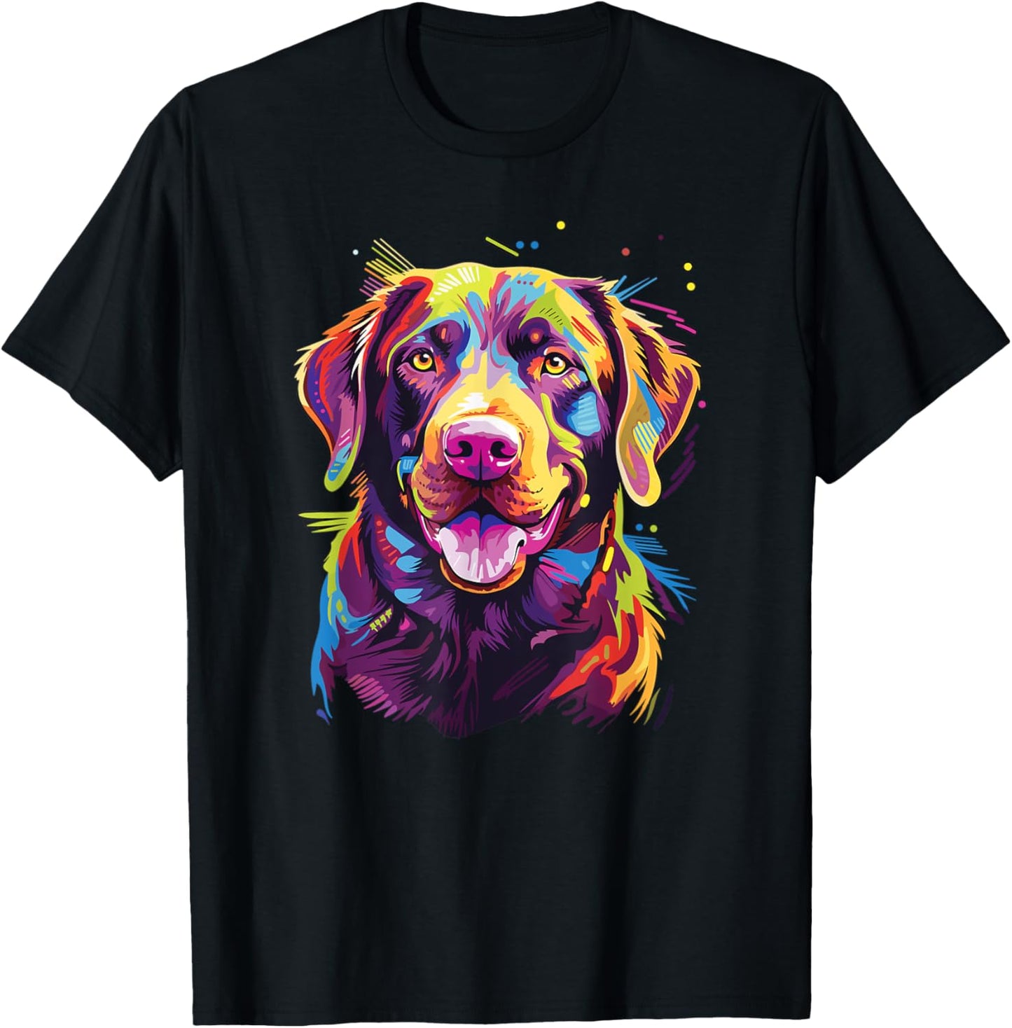 Watercolor Colorful Chesapeake Bay Retriever Dog T-Shirt - T-Shirt | Black