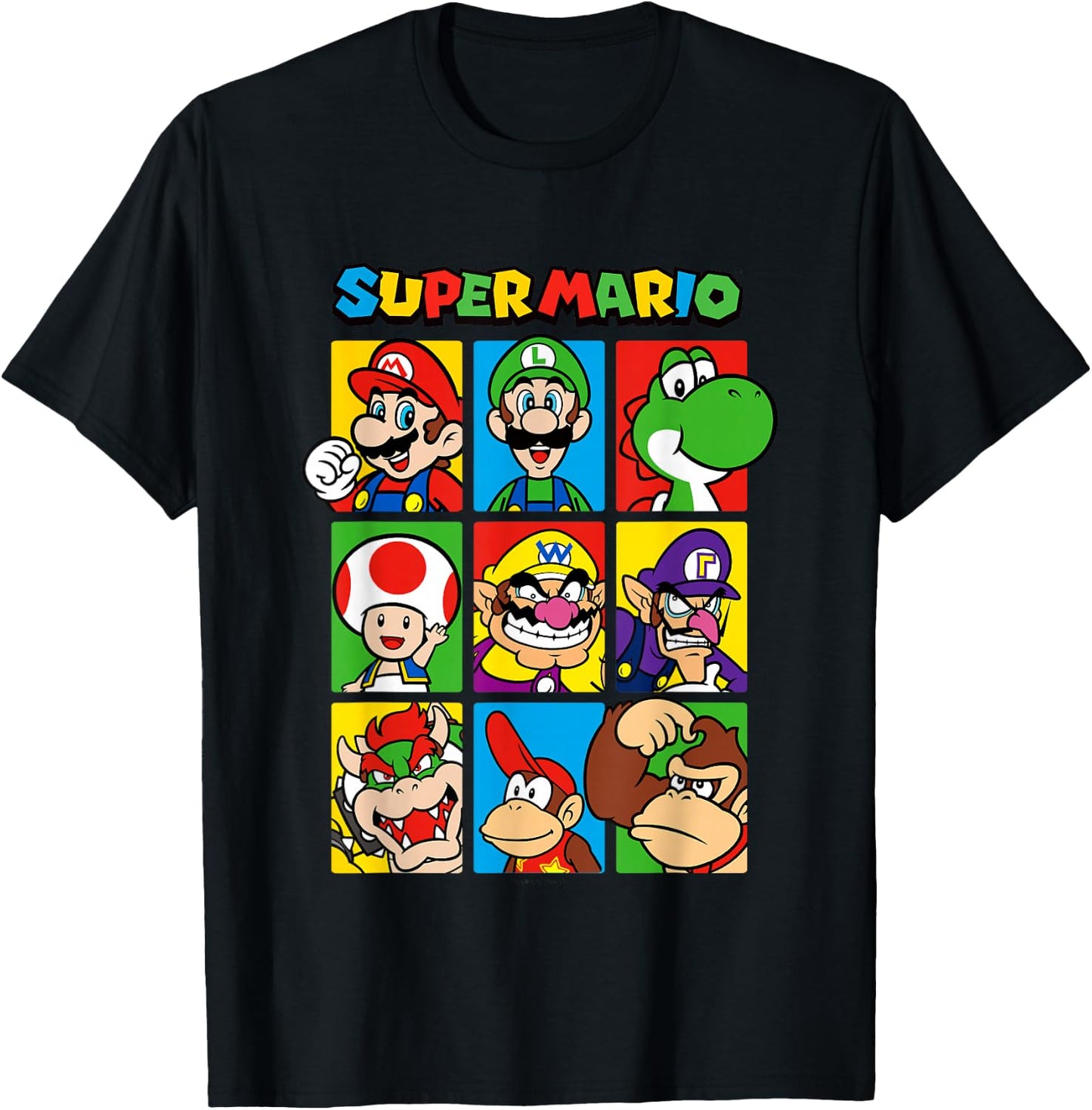 Super Mario Classic Big Character Box Up Portraits T-Shirt - T-Shirt | Black