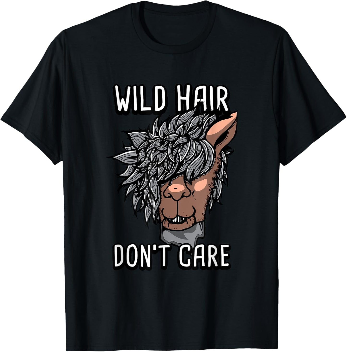 Alpaca Wild Hair Don't Care Funny Llama Lover Gift T-Shirt - T-Shirt | Black