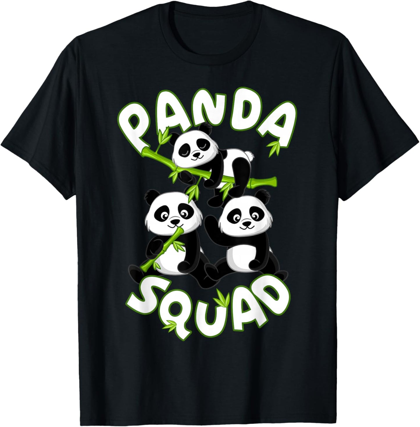 Cute Panda Family Graphic - Panda Squad T-Shirt - T-Shirt | Black