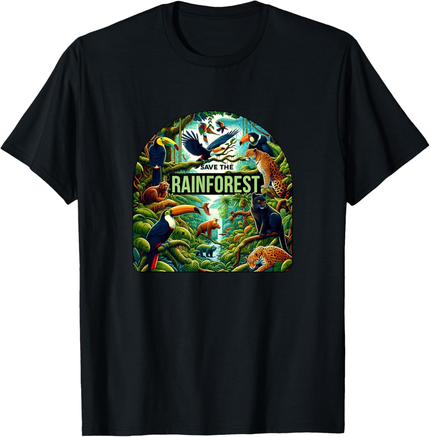 Save The Rainforest - Protect Wildlife Eco Conservation T-Shirt - T-Shirt | Black