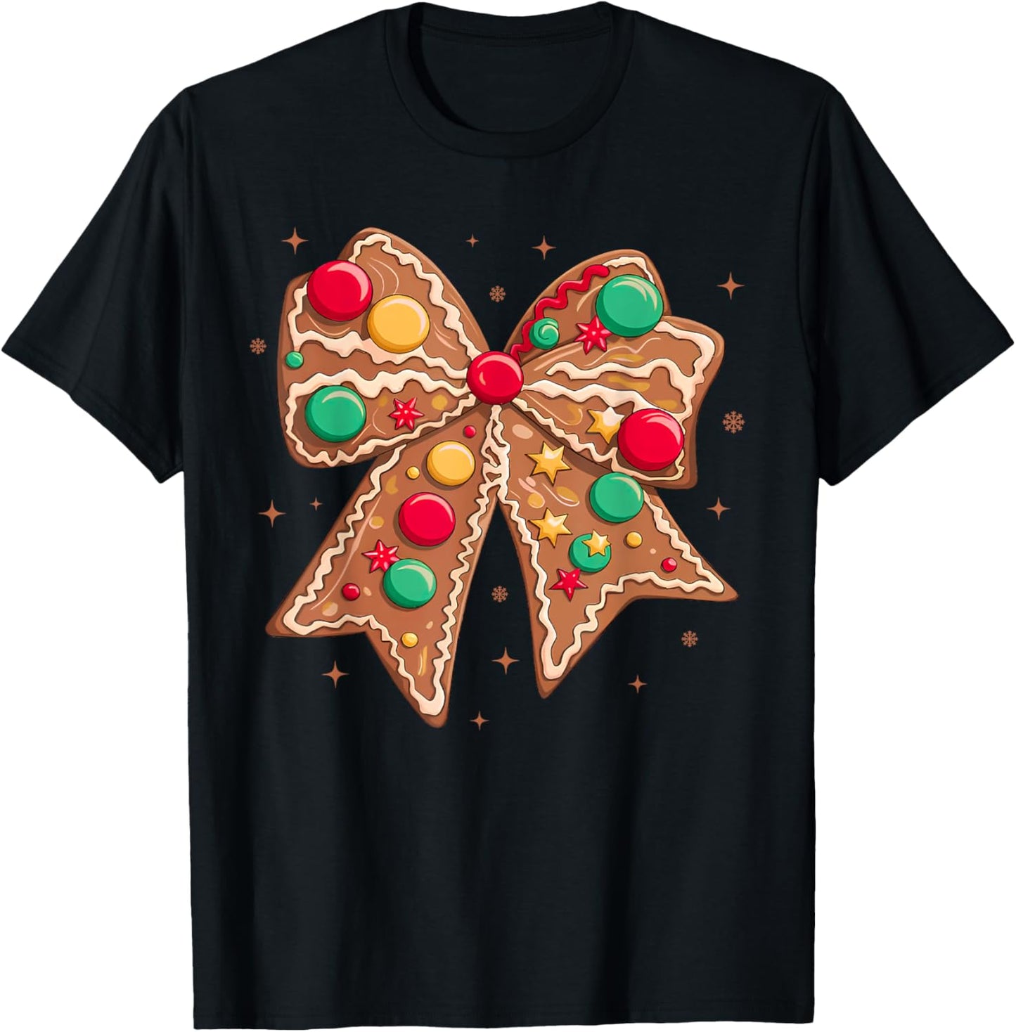 Christmas Gingerbread Coquette Bow Cookie Baking Women Girls T-Shirt - T-Shirt | Black
