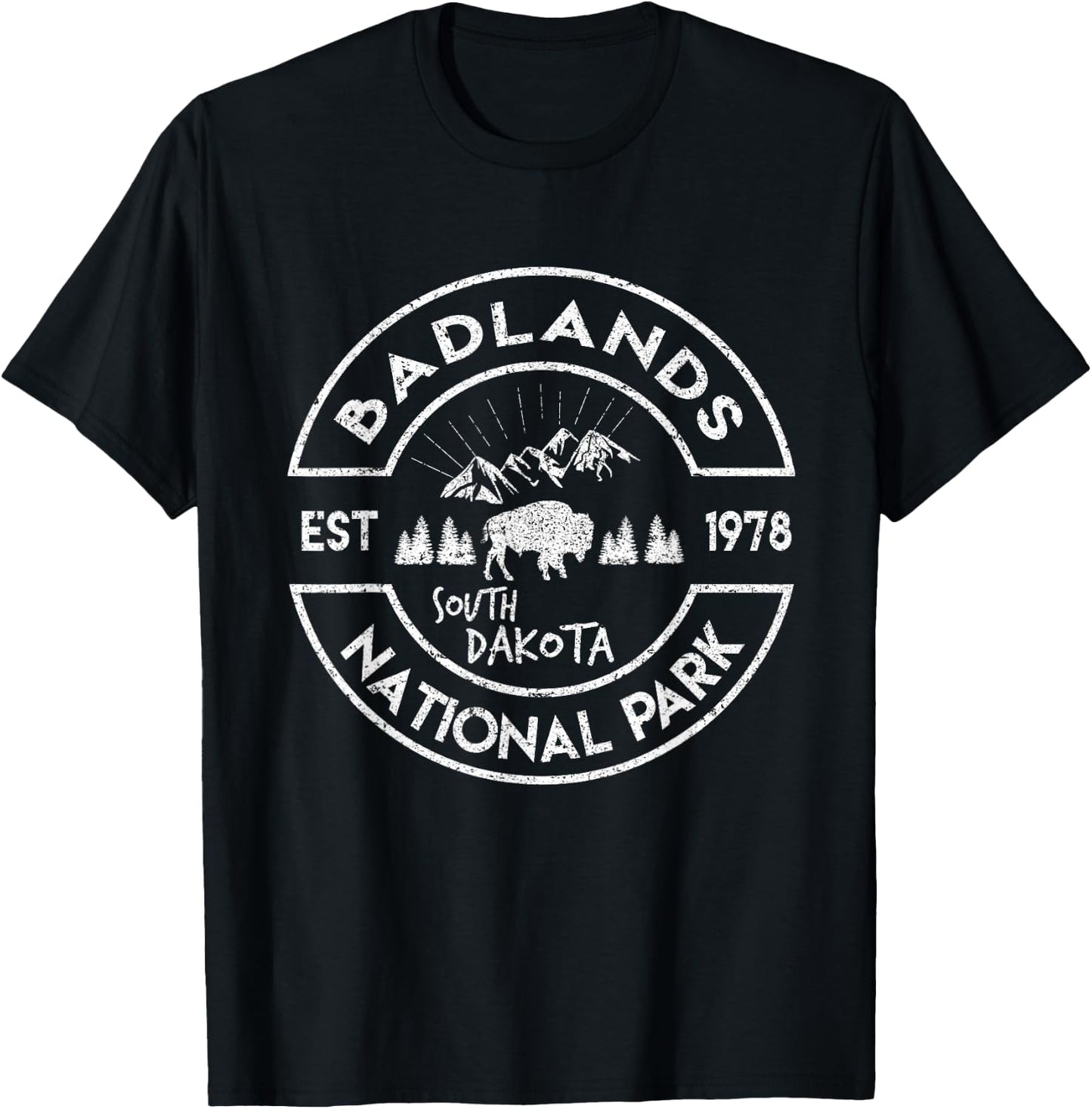Badlands National Park Retro Hiking Vintage South Dakota Mom T-Shirt - T-Shirt | Black