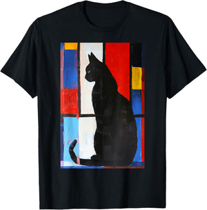 Cat Abstract Art T-Shirt - T-Shirt | Black