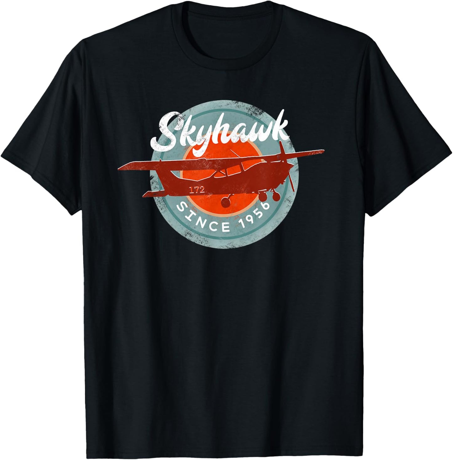 C172 Skyhawk Vintage Retro Airplane Flying Pilot Gift T-Shirt - T-Shirt | Black