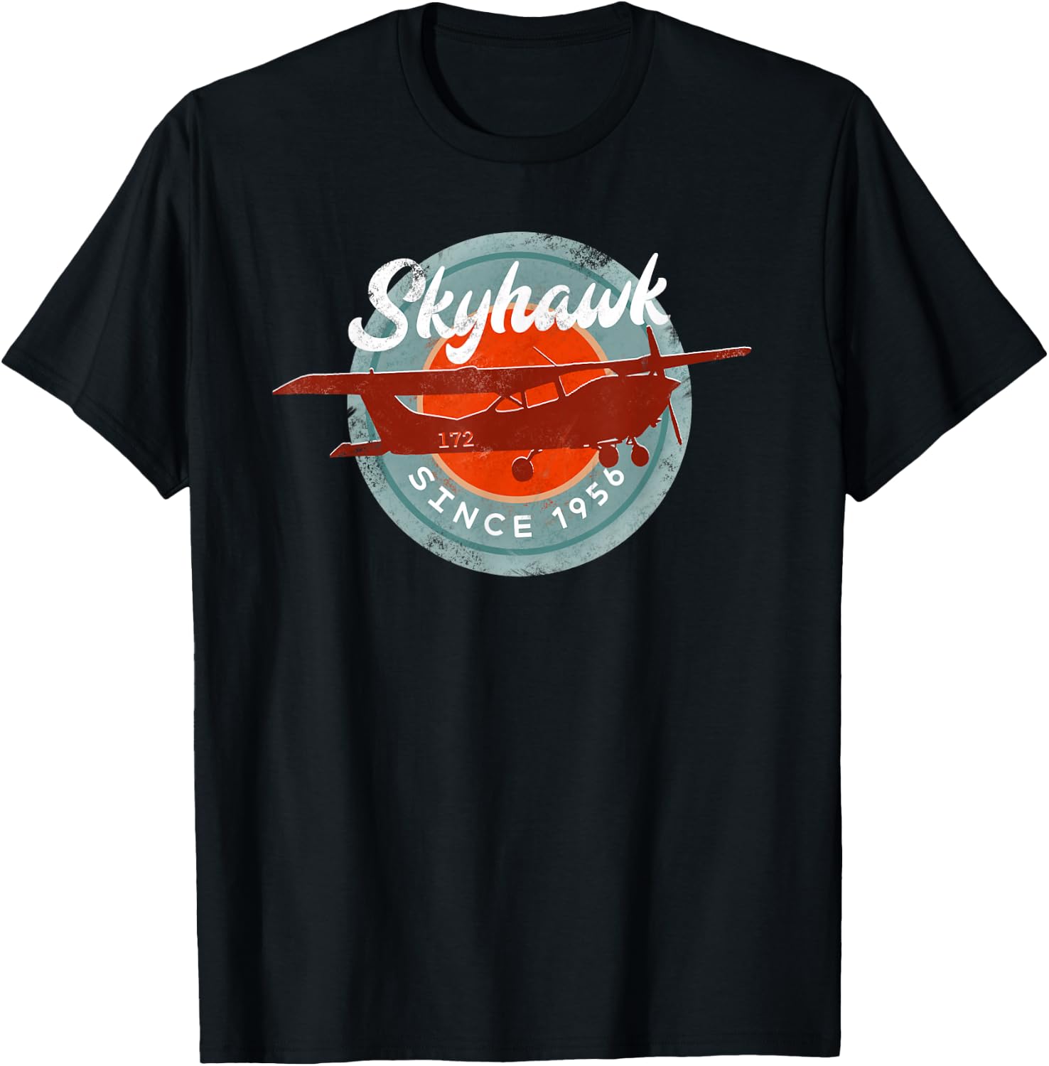 C172 Skyhawk Vintage Retro Airplane Flying Pilot Gift T-Shirt - T-Shirt | Black