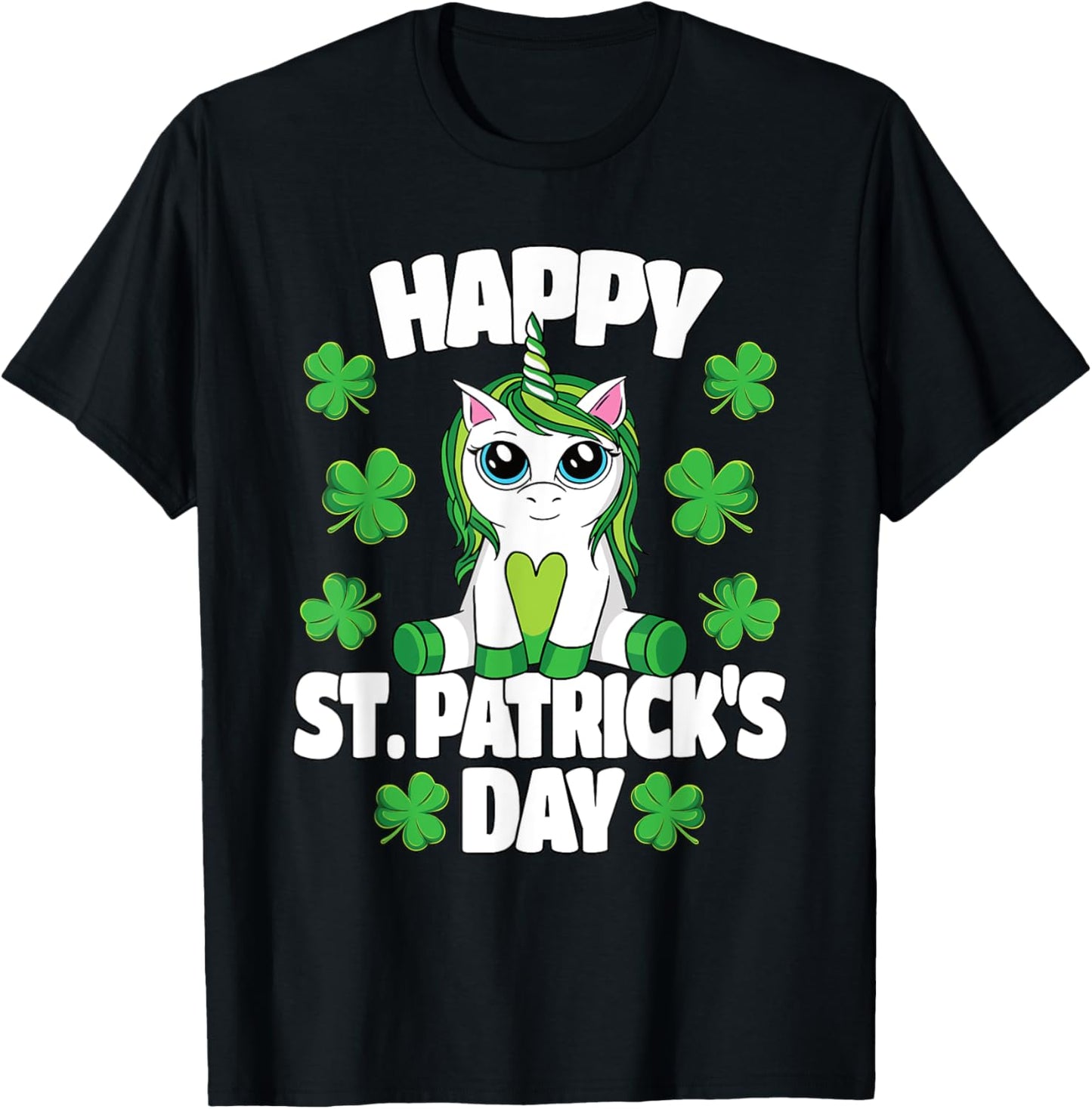 Happy St. Patrick's Day Lepricorn Irish Unicorn Girls T-Shirt - T-Shirt | Black