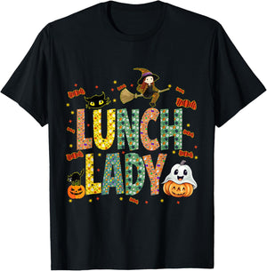 Halloween Lunch Lady Cafeteria Spooky Lunch Lady Halloween T-Shirt - T-Shirt | Black