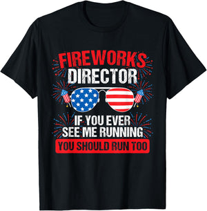 Fireworks Director You See me Running Patriotic T-Shirt - T-Shirt | Black