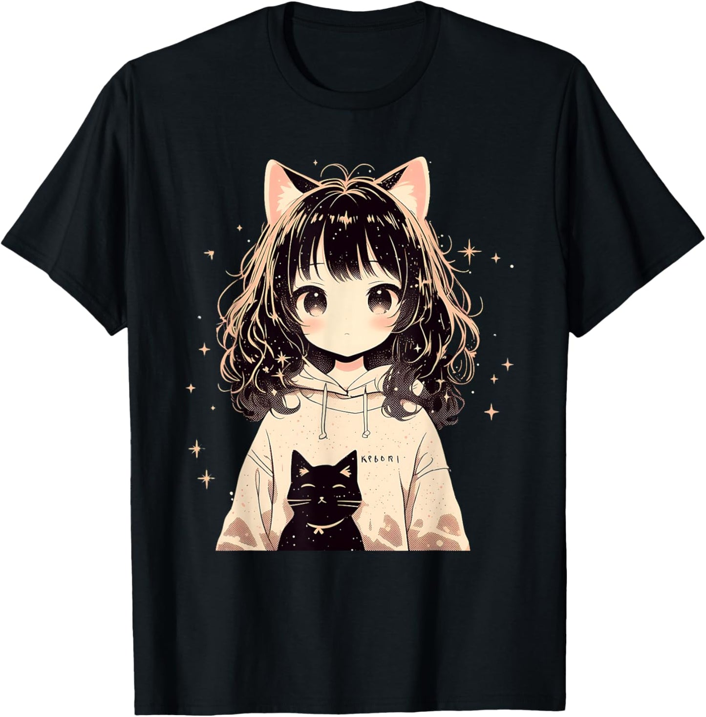 Anime Waifu Cute Anime manga Cat Girl Sweet Retro Japan T-Shirt - T-Shirt | Black