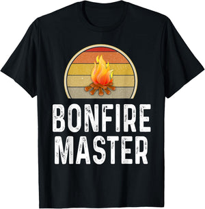 Funny Bonfire Master Drunk Camping Campfire Outdoor Retro T-Shirt - T-Shirt | Black