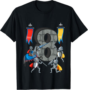 Medieval Knights Middle Ages History Castle 8th Birthday T-Shirt - T-Shirt | Black