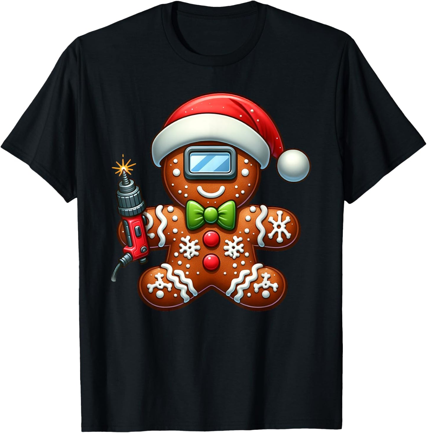Funny Gingerbread Man Welder Christmas Kids T-Shirt - T-Shirt | Black