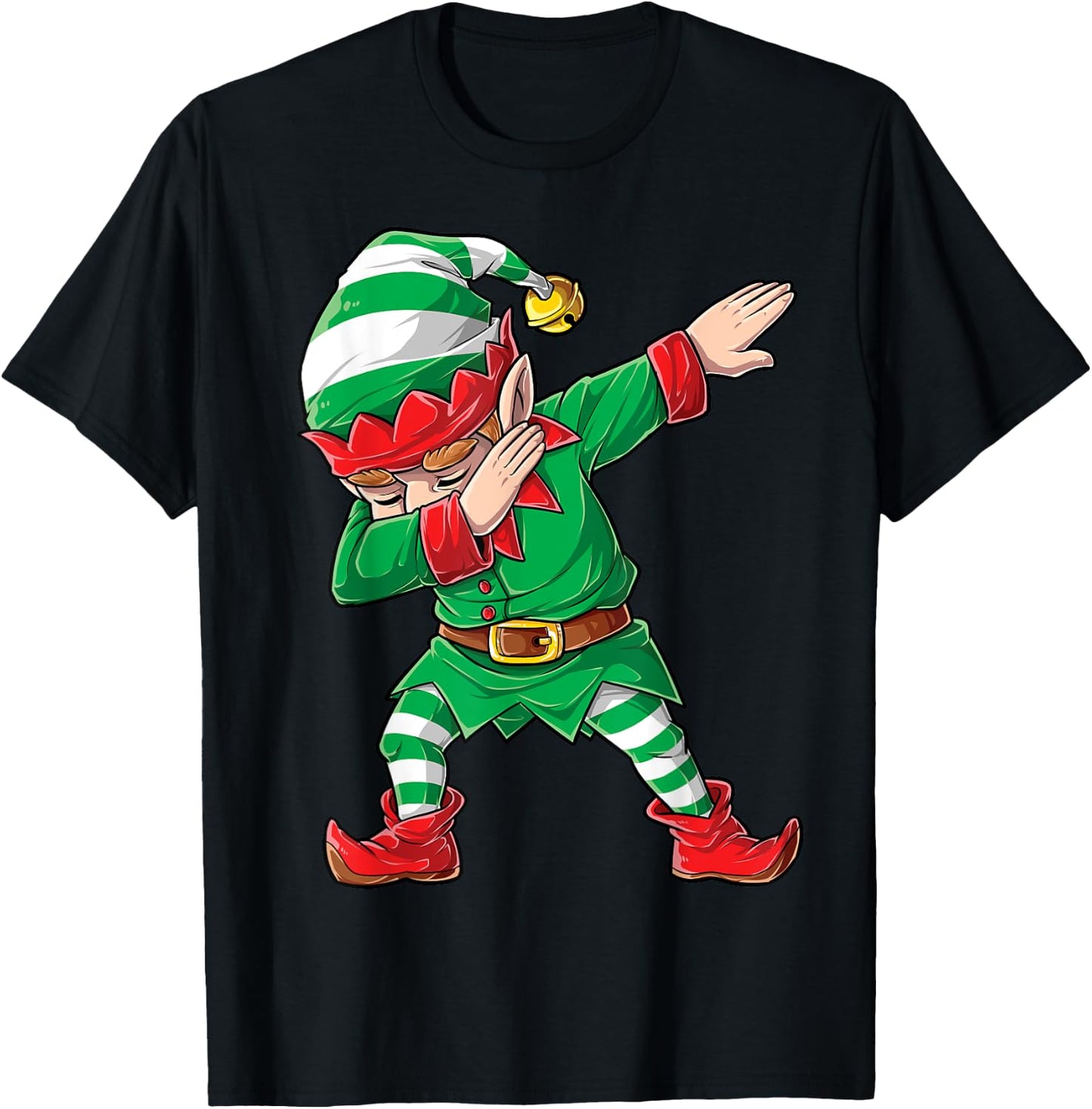 Christmas Dabbing Elf Squad Boys Men Xmas Family Matching Short Sleeve T-Shirt - T-Shirt | Black