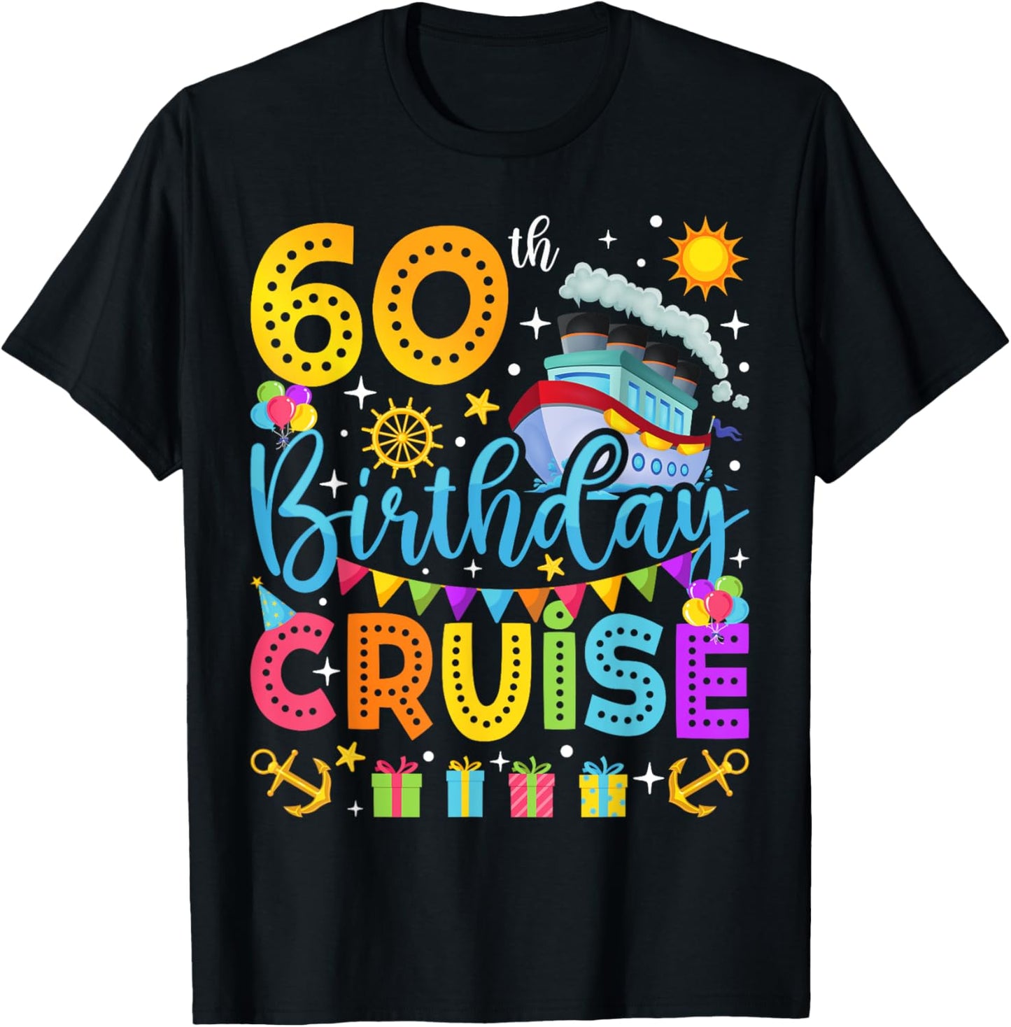 60th Birthday Cruise Cruising Lover 60 Years Old Bday Party T-Shirt - T-Shirt | Black