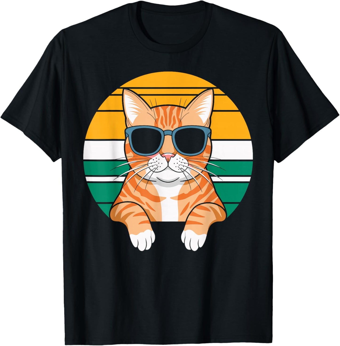 Orange Tabby Cat With Sunglasses Orange Cat T-Shirt - T-Shirt | Black