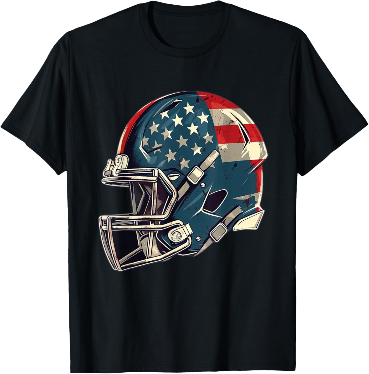 Patriotic Football 4th of July USA American Flag Boys Teens T-Shirt - T-Shirt | Black