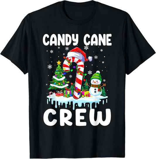 Candy Cane Crew Funny Christmas Holiday Boys Girls Men Women T-Shirt - T-Shirt | Black