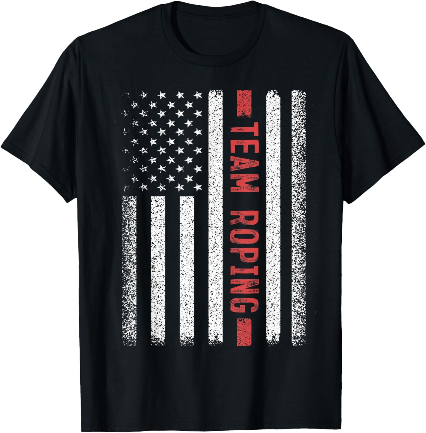 team roping American Flag 4th of July T-Shirt - T-Shirt | Black