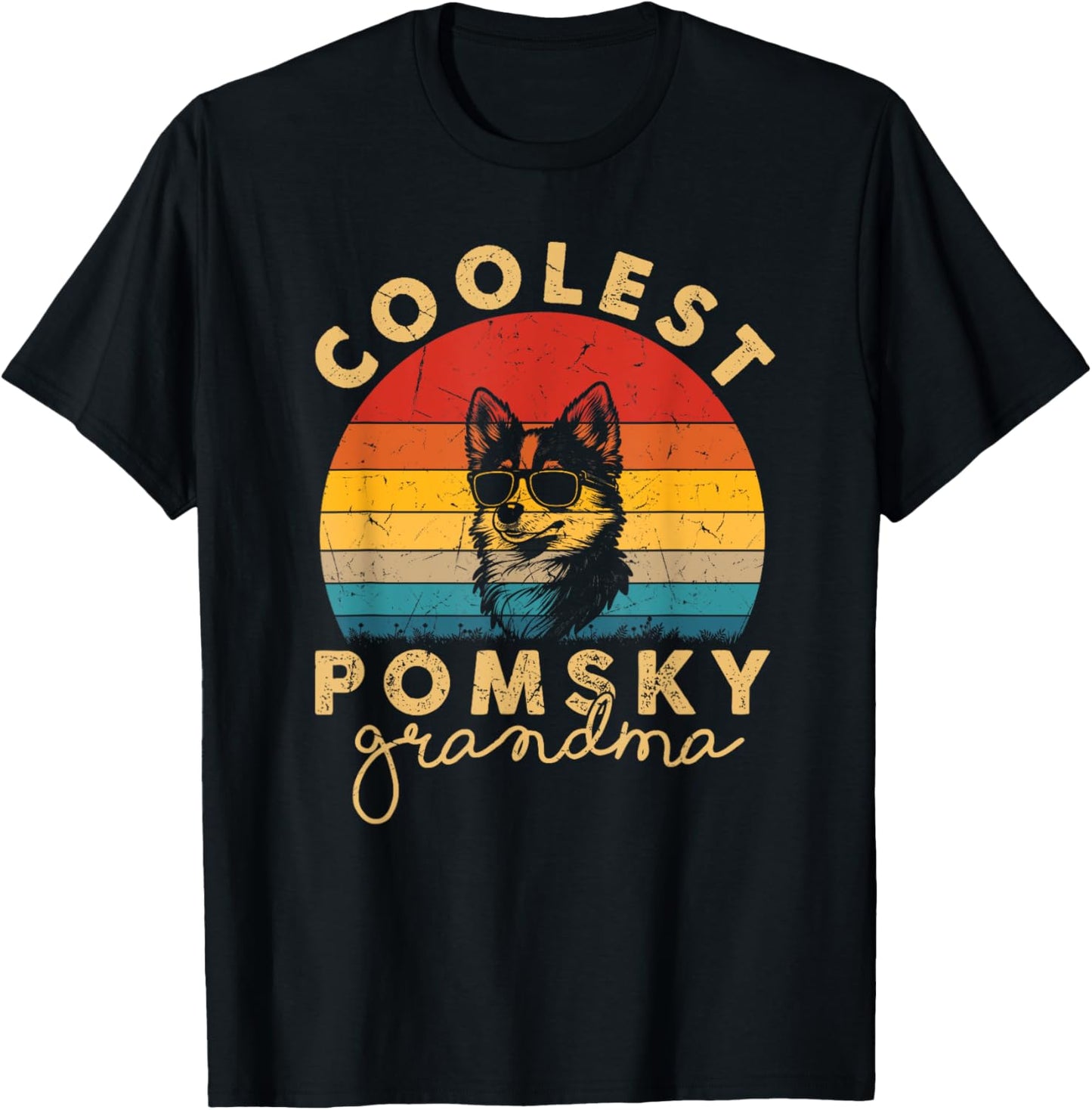 Pomsky Coolest Grandma Gifts Funny Pomsky Dog Mom T-Shirt - T-Shirt | Black