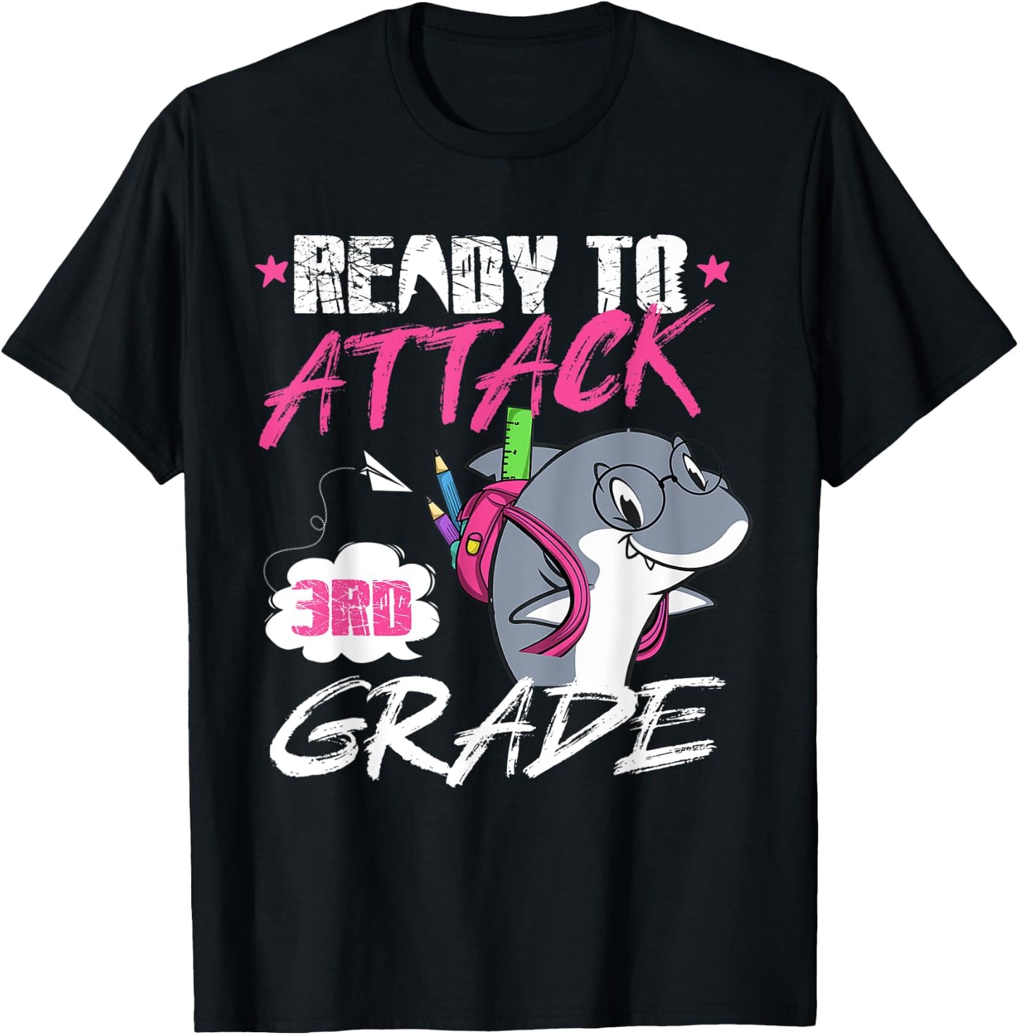 Kids Ready to attack 3rd Grade First day Shark lover T-Shirt - T-Shirt | Black