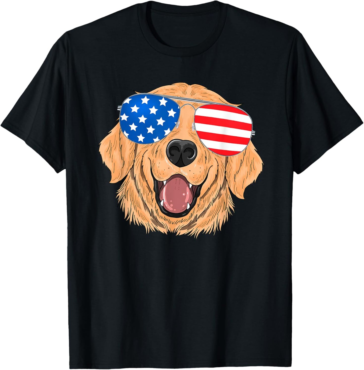 Patriotic Golden Retriever Dog 4th of july T-Shirt - T-Shirt | Black